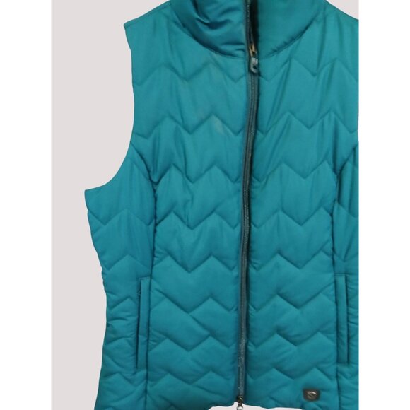 Noble Outfitters Calgary Teal Chevron Quilted Puffer Vest Size M High Collar Log - Picture 3 of 10